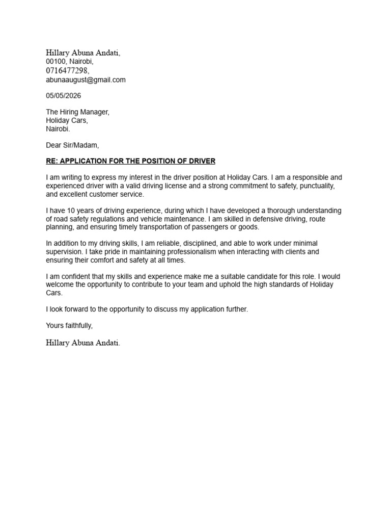 Application Letter Hillary | PDF