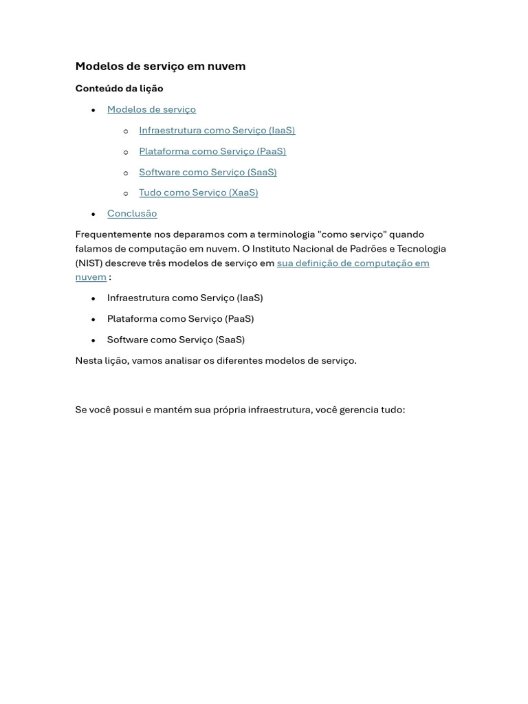 Modelos de serviço em nuvem | PDF | Plataforma como serviço ...