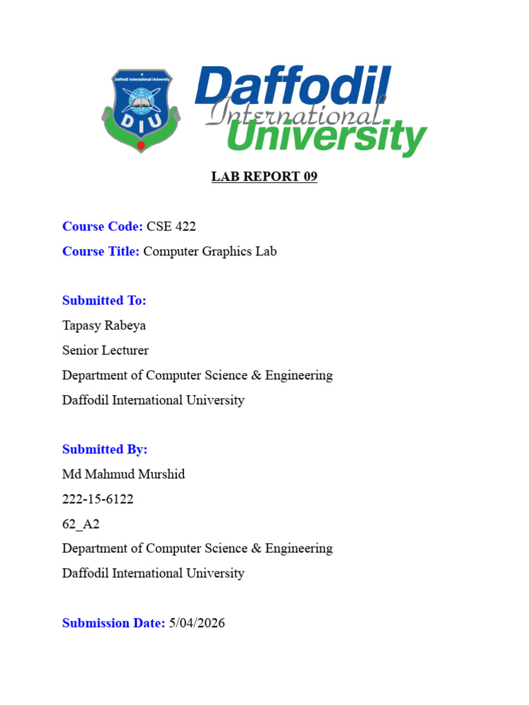 222-15-6122 CG Lab Report 9.Docx | PDF | 2 D Computer Graphics ...