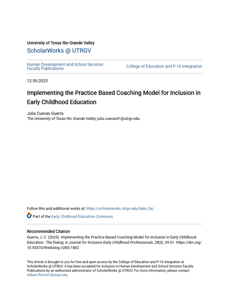 guerra 2025 Implementing the Practice Based Coaching Model for ...