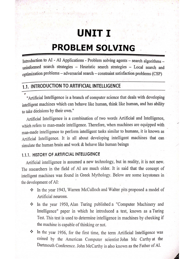 Unit 1 AIML - Removed | PDF