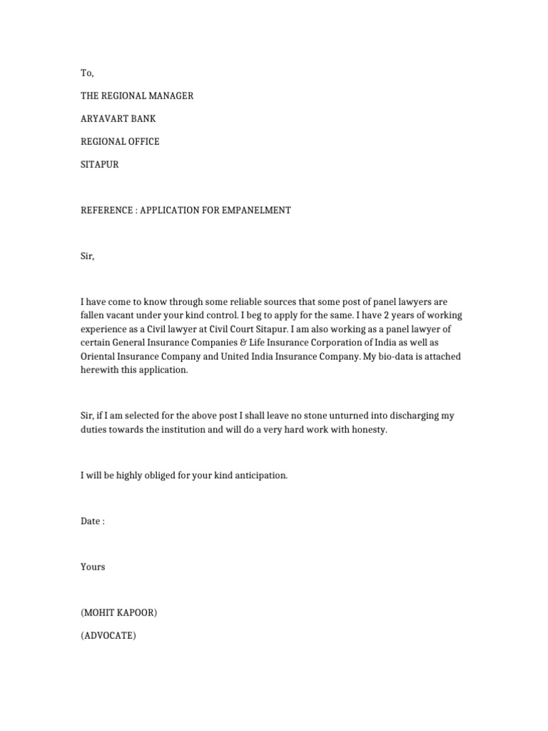 Application For Empanelment | PDF