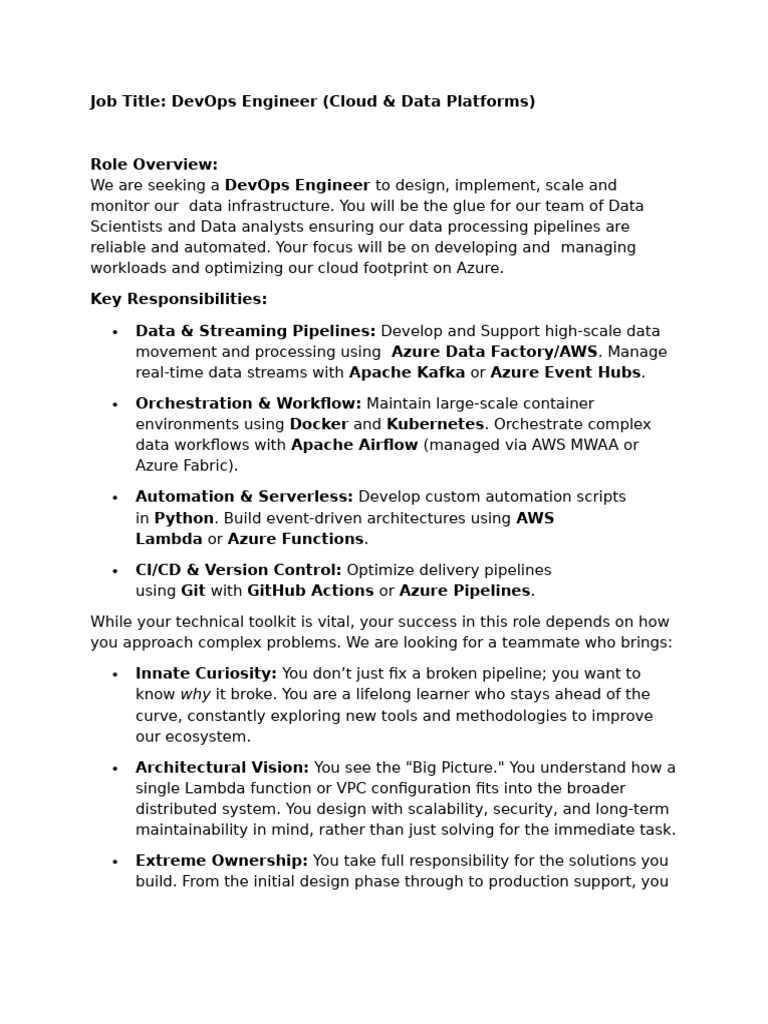 DevOps Engineer (Cloud & Data Platforms) 1 | PDF
