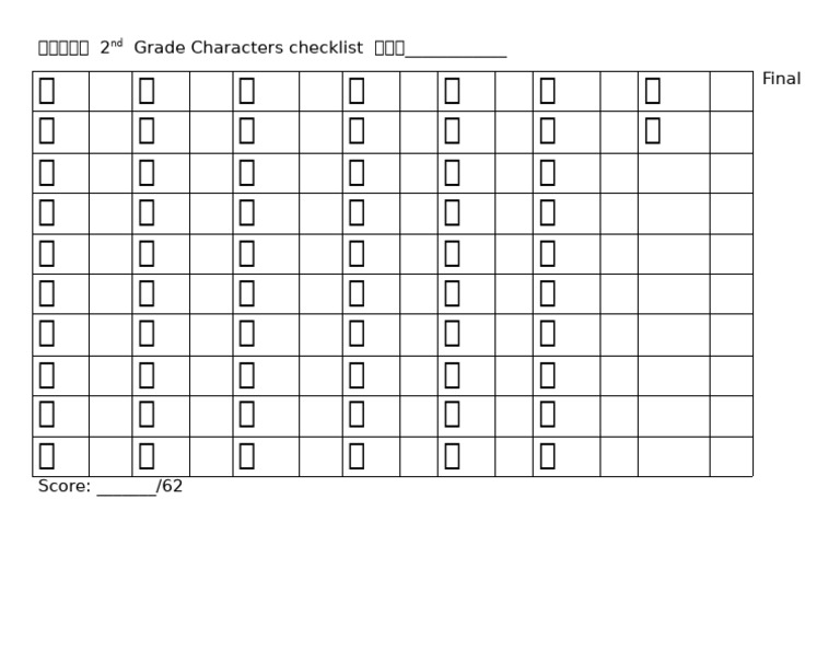 2st Grade Characters Checklist | PDF