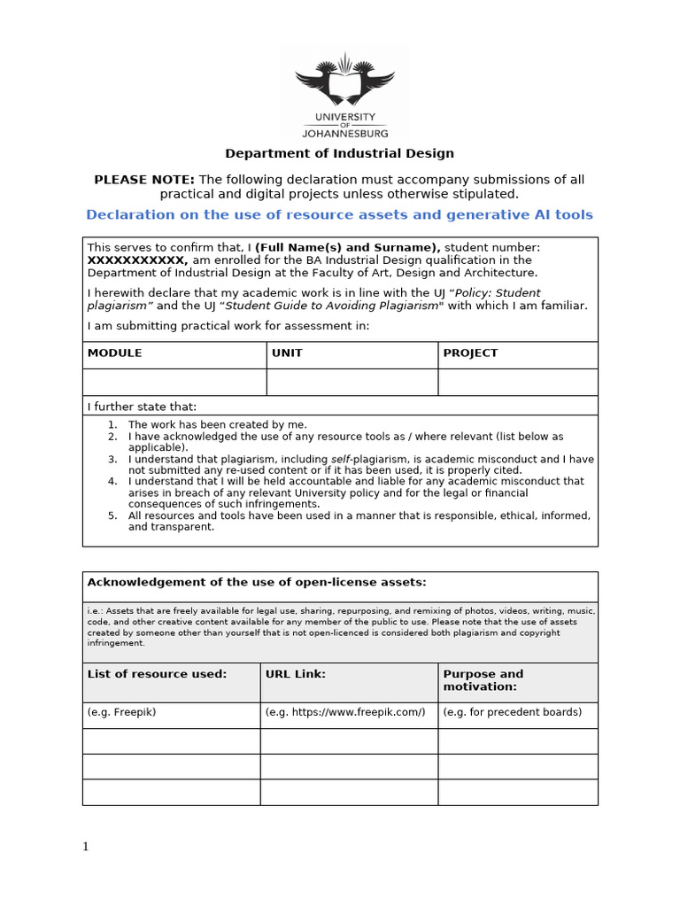 AI Declaration Updated 2026 - Department of Industrial Design | PDF ...