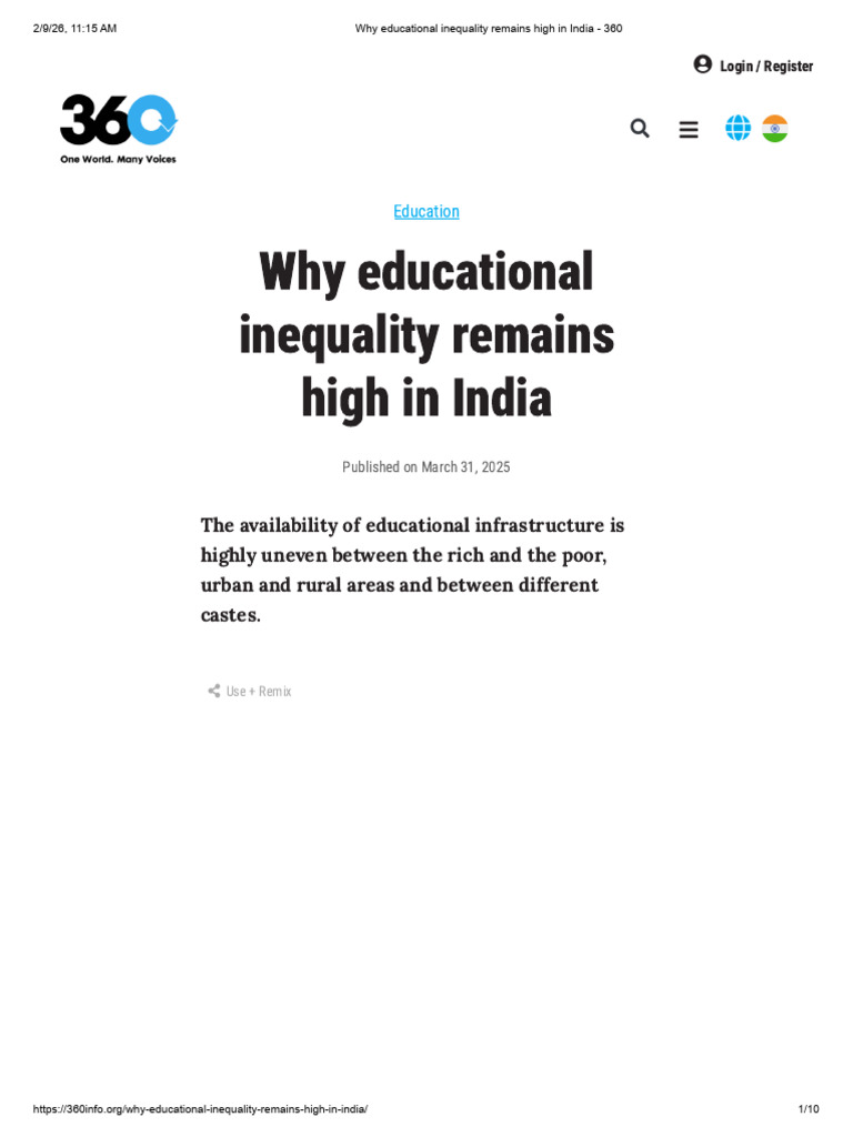 Why Educational Inequality Remains High in India | PDF | Economic ...