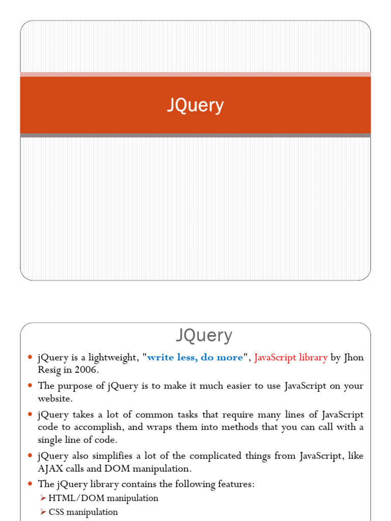 Jquery notes | PDF | Ajax (Programming) | J Query