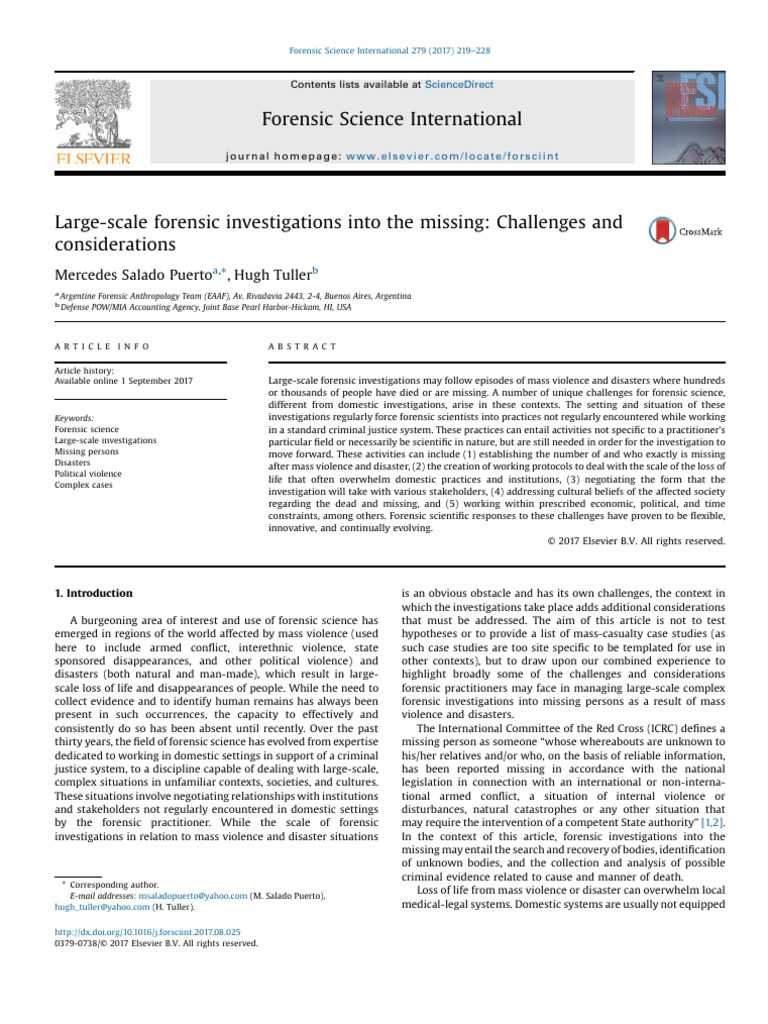 Large Scale Forensic Investigation Into the Missing Challenges and ...
