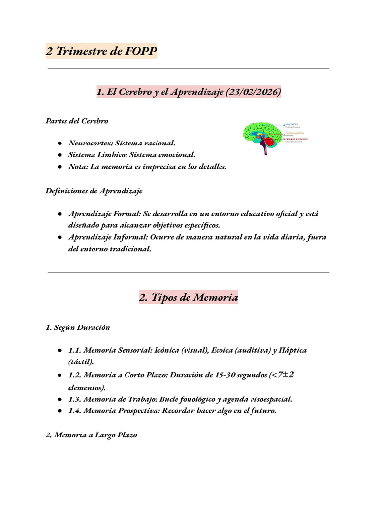 2 Trimestre de FOPP | PDF | Aprendizaje | Ciencias del comportamiento