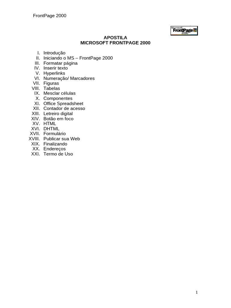 Microsoft Front Page 2000 | PDF | Html | HTML dinâmico