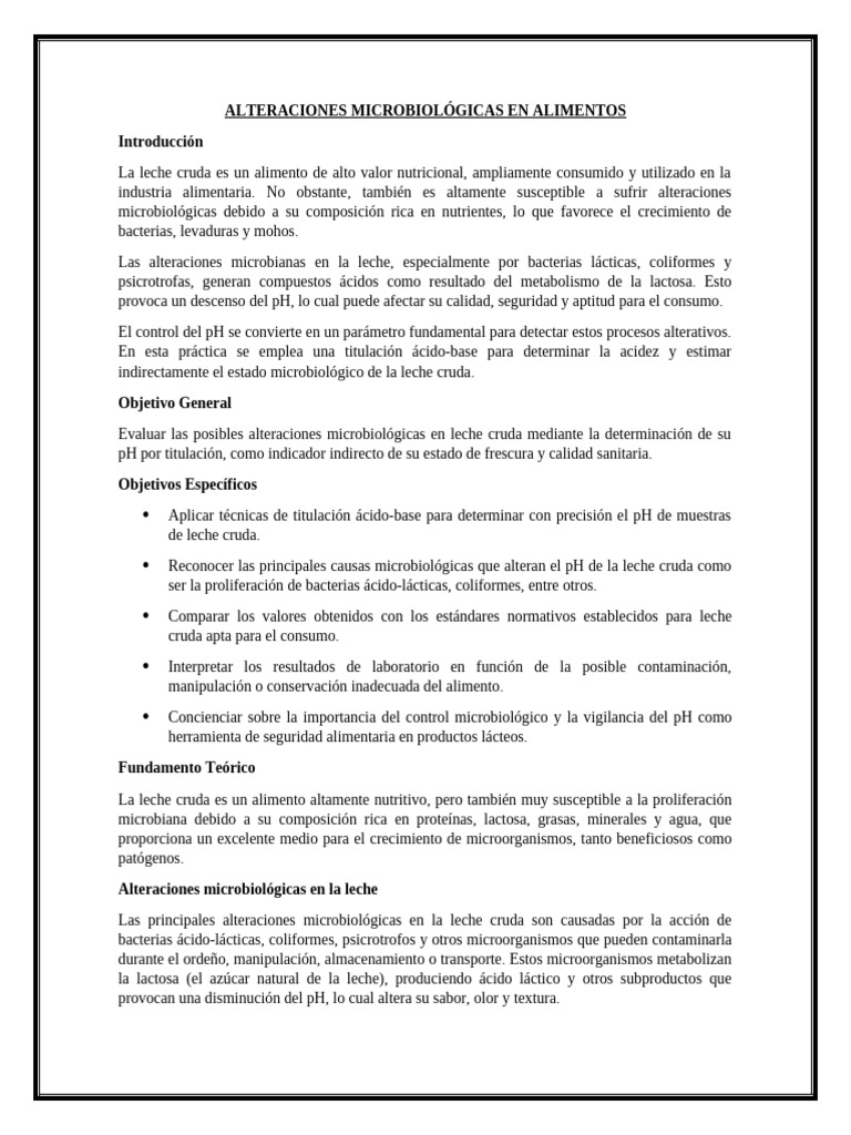 Alteraciones Microbiológicas en Alimentos Bromato | PDF | Leche | Alimentos