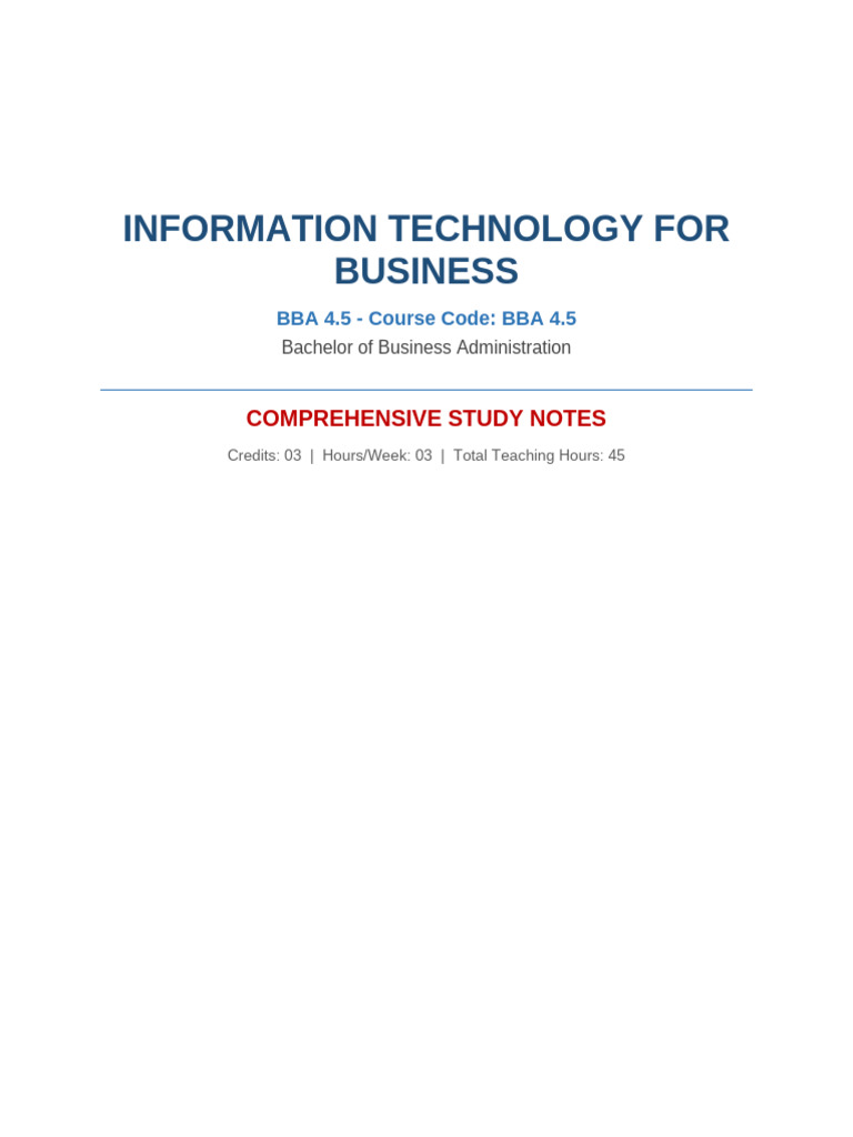 ITB Comprehensive Notes | PDF | Databases | Relational Database