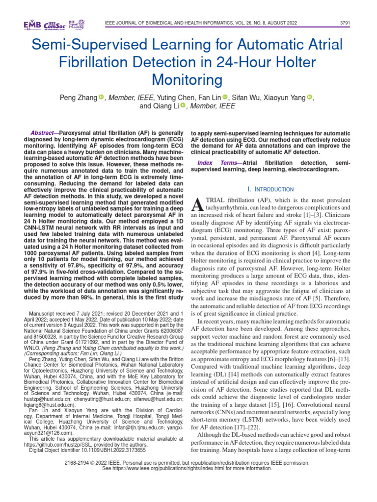 Zhang, P. Et Al. (2022). Semi-Supervised Learning for Automatic Atrial ...
