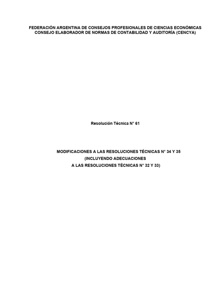 RT 61 Modificaciones a Las RT 3233 34 y 35 | PDF | Auditoría | Adopción