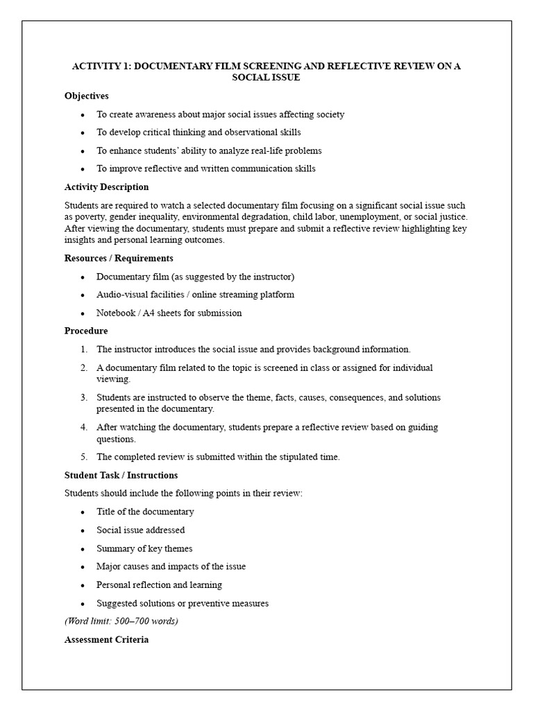 Document Social Issues Activity Report | PDF | Critical Thinking ...