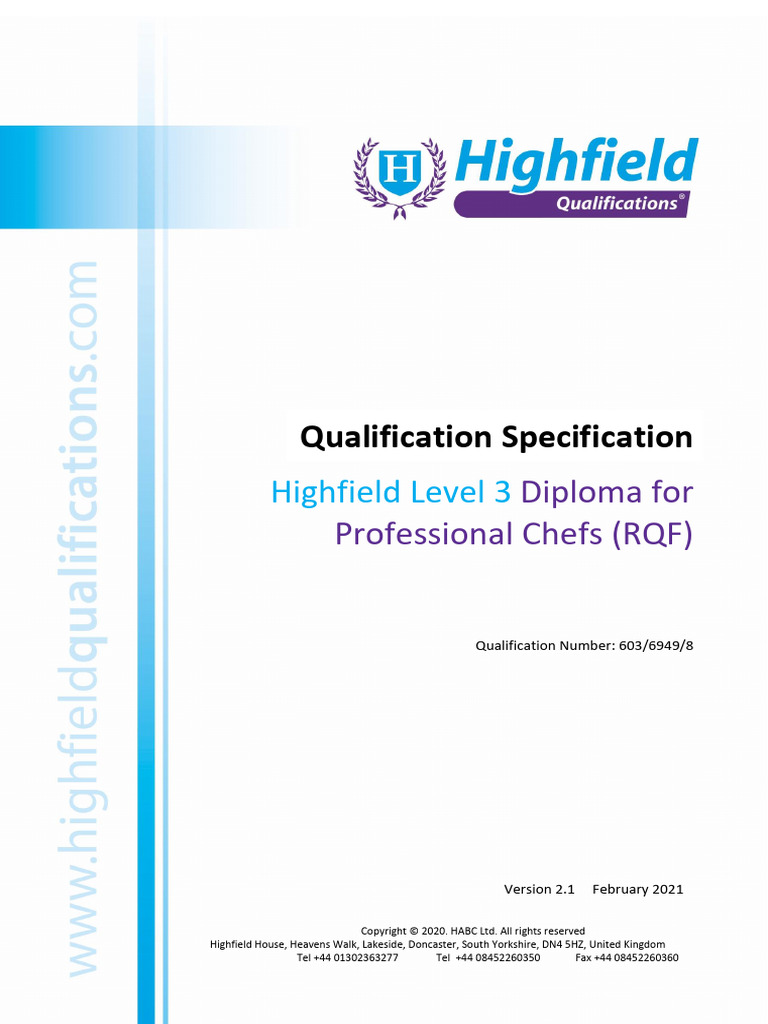 [03022021 1053] Highfield Level 3 Diploma for Professional Chefs (Rqf ...