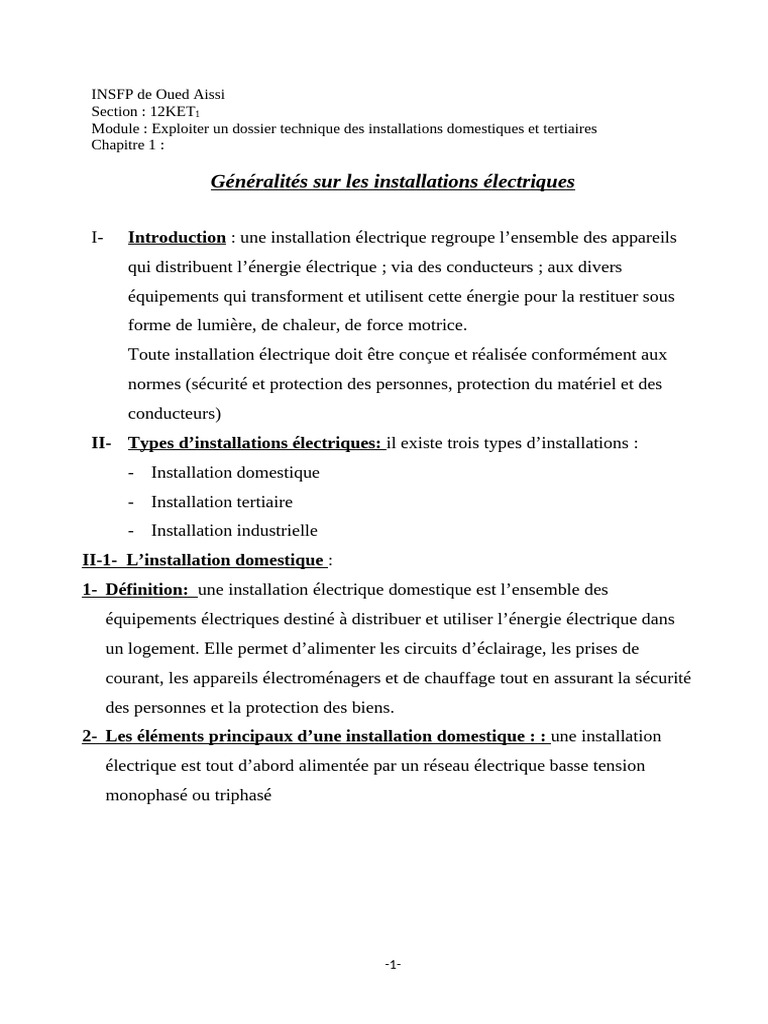 Installations DT | PDF | Prise électrique | Interrupteur