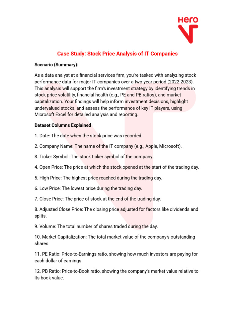 Stock Price Analysis Case Study -Dashboard.docx | PDF | Stocks | Price ...
