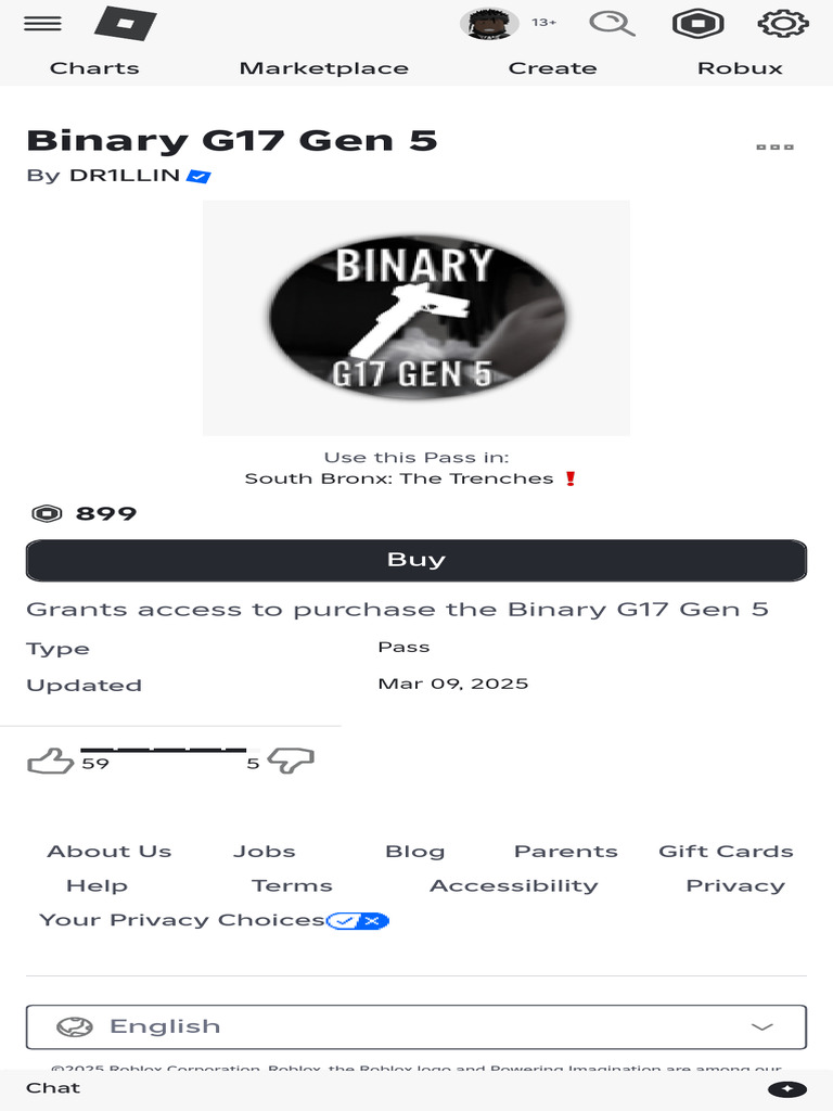 Binary G17 Gen 5 - Roblox | PDF