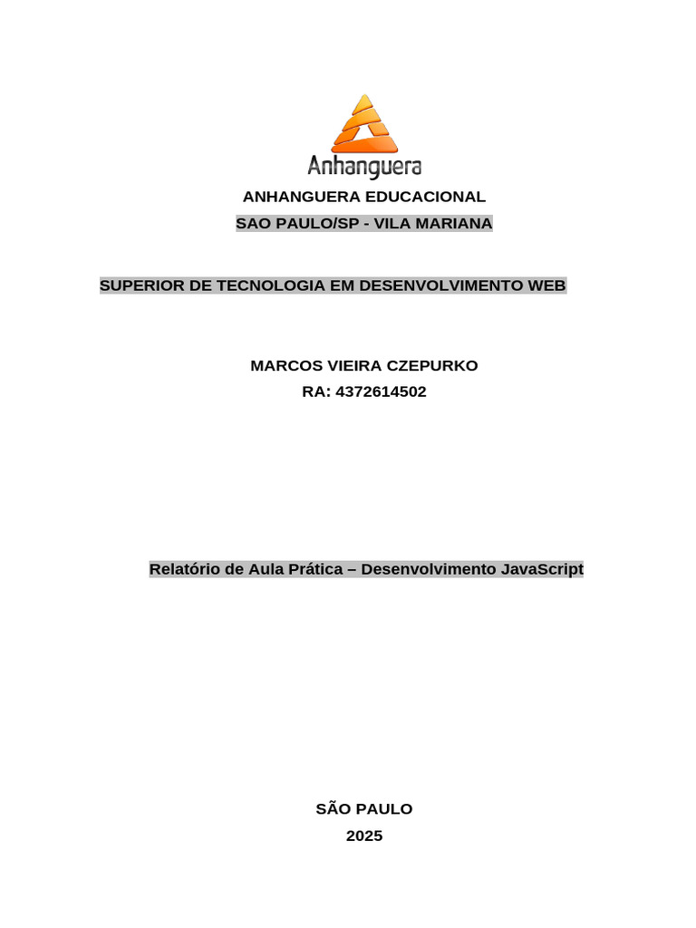 Relatório de Aula Prática - Desenvolvimento Js | PDF | Script Java ...