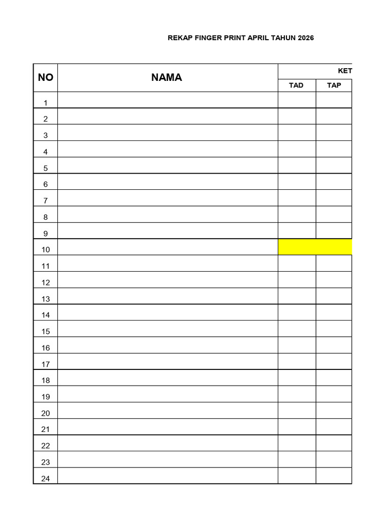 Format Absen Finger Print 2026 | PDF