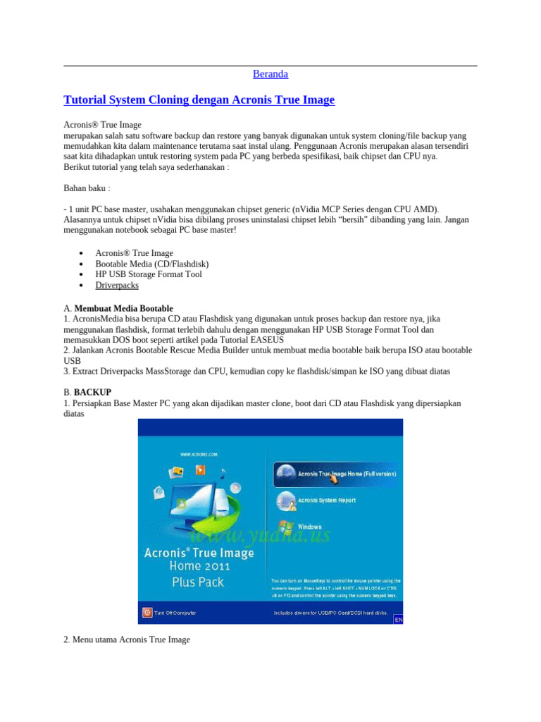 Tutorial System Cloning Dengan Acronis True Image | PDF