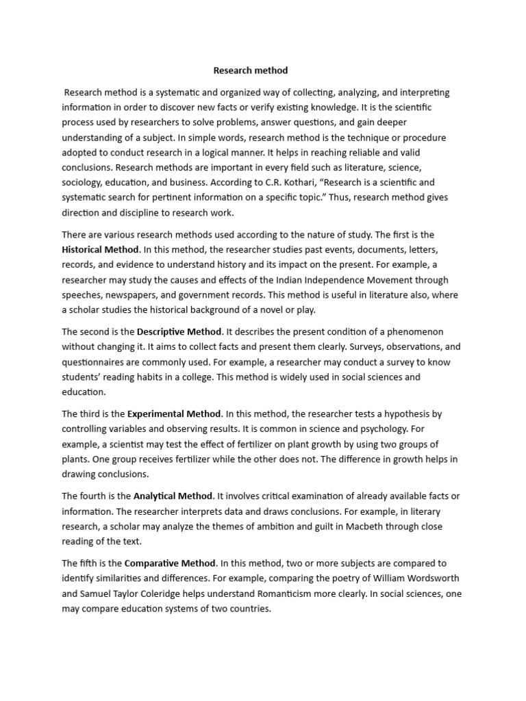 Research method | PDF | Methodology | Science