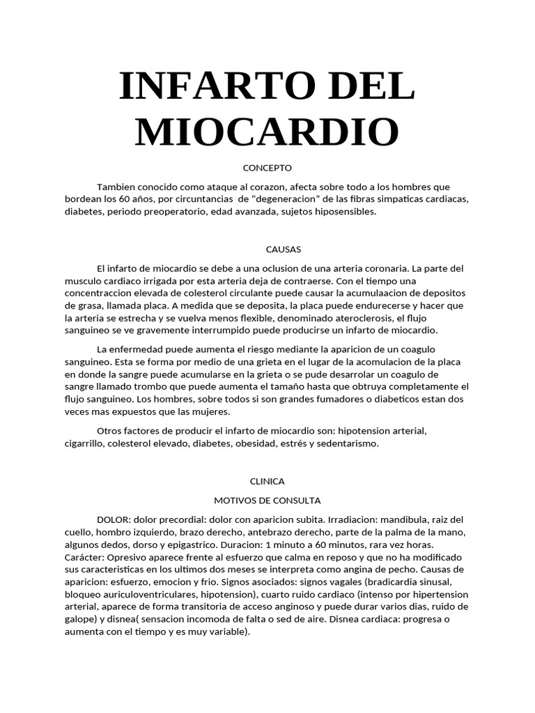 Infarto Del Miocardio | PDF | Infarto de miocardio | Insuficiencia cardíaca