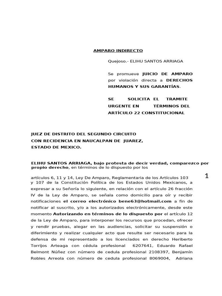 AMPARO INDIRECTO ORDEN DE APREHENSION | PDF | Derecho Constitucional ...