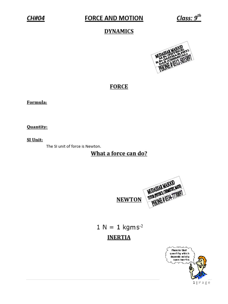 CH#04 Force and Motion | PDF | Force | Friction