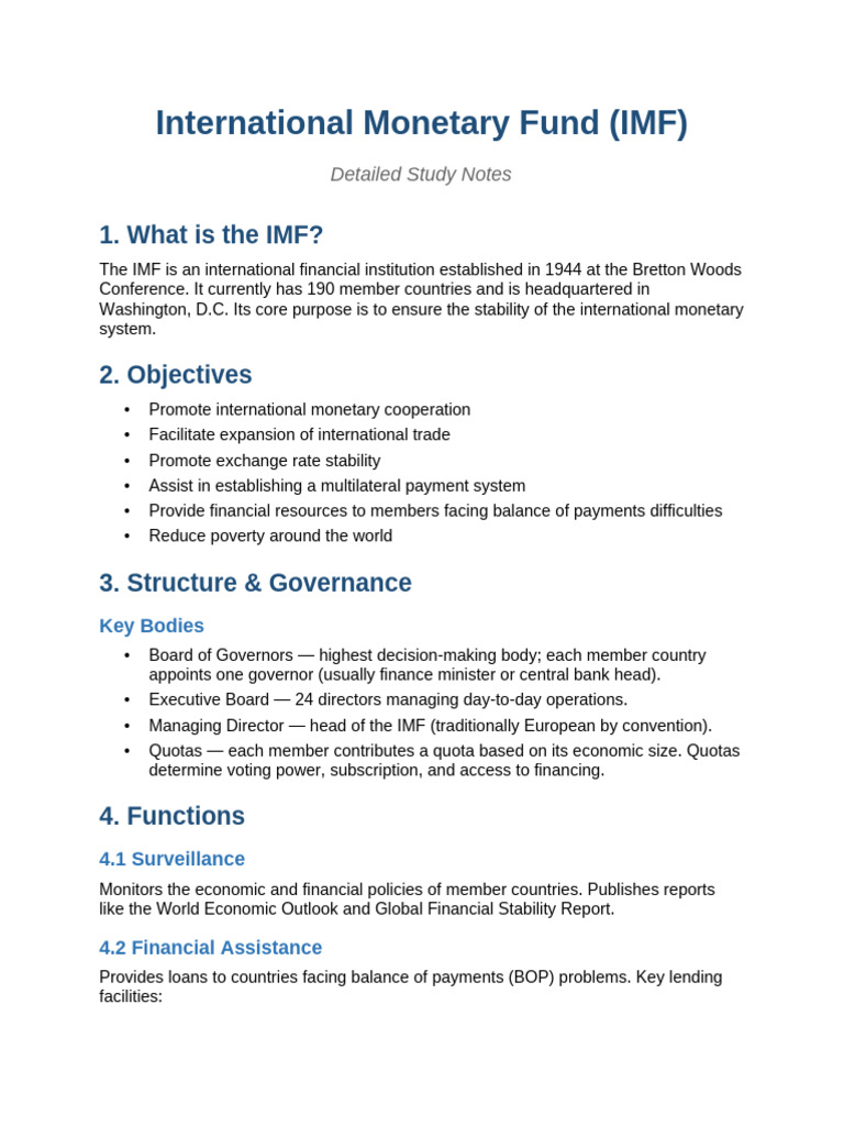 IMF_Notes | PDF | International Monetary Fund | Special Drawing Rights