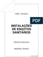 Instalações de esgotos sanitários para creches