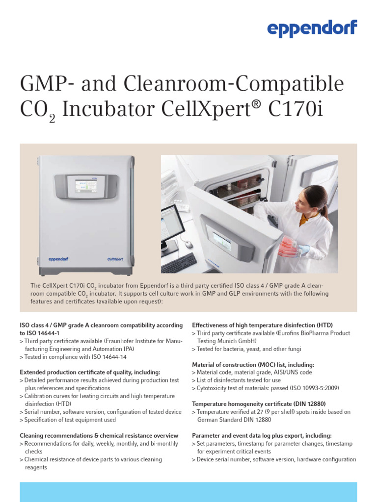 CO2 Incubators Flyer CellXpert C170i GMP Cleanroom Compatible CO2 ...