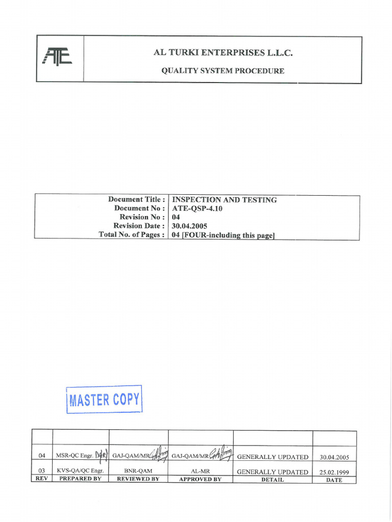 Inspection Procedure | PDF