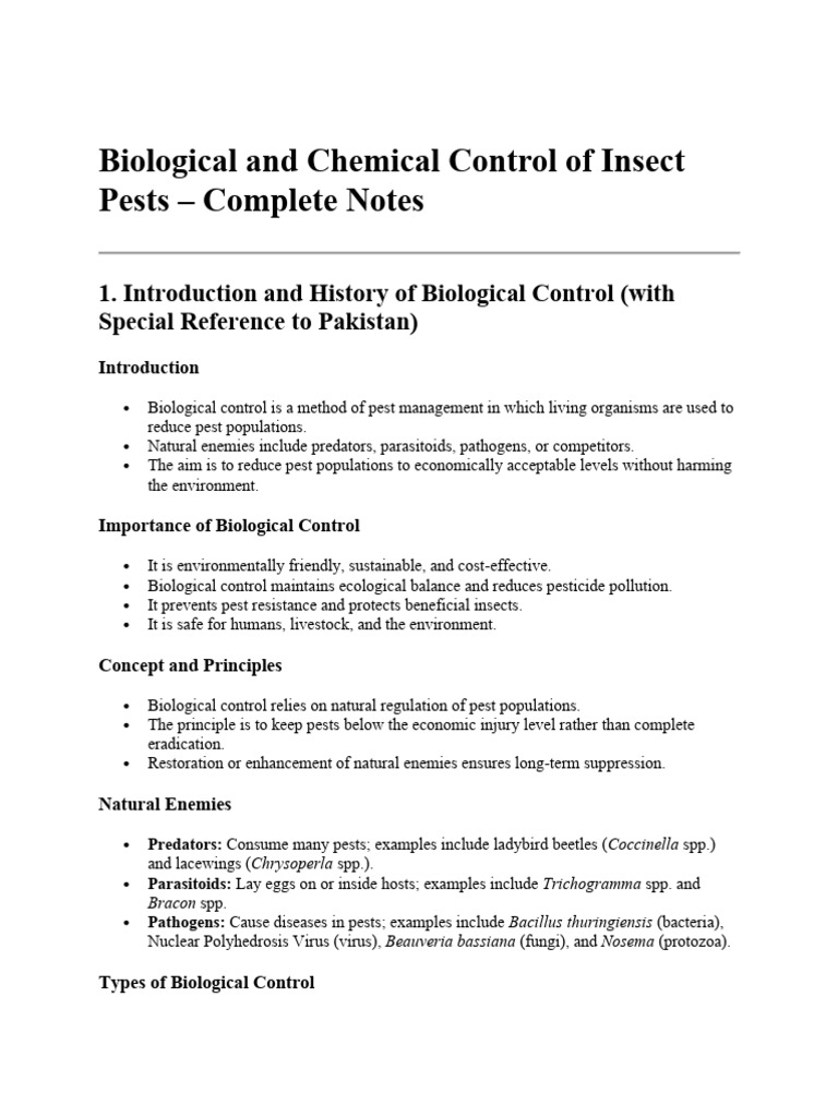 Biological and Chemical Control of Insect Pests notes-1 | PDF ...