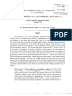 Hooker v. Haslam, Supreme Court Recusal Order 7-27-12