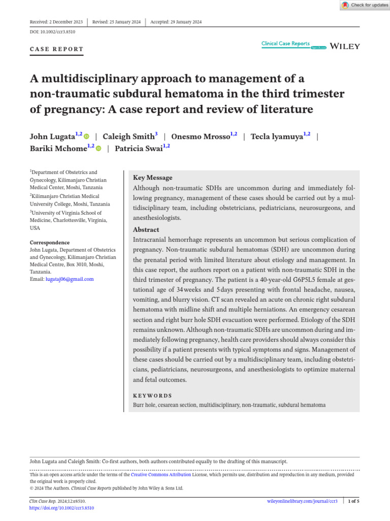 Clinical Case Reports - 2024 - Lugata - A Multidisciplinary Approach to ...