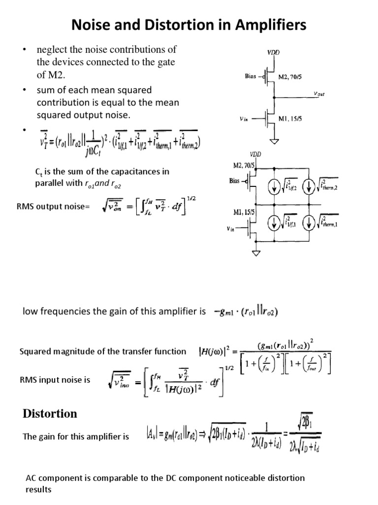 Noise and Distortion in Amplifiers | PDF | Distortion | Amplifier