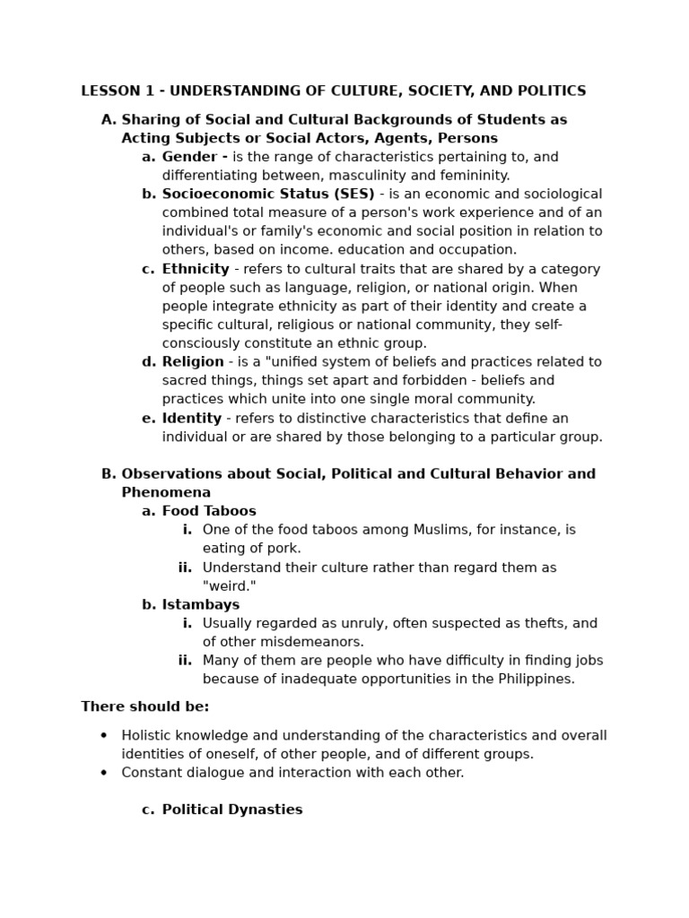 Ucsp Lesson 1 | PDF | Anthropology | Sociology