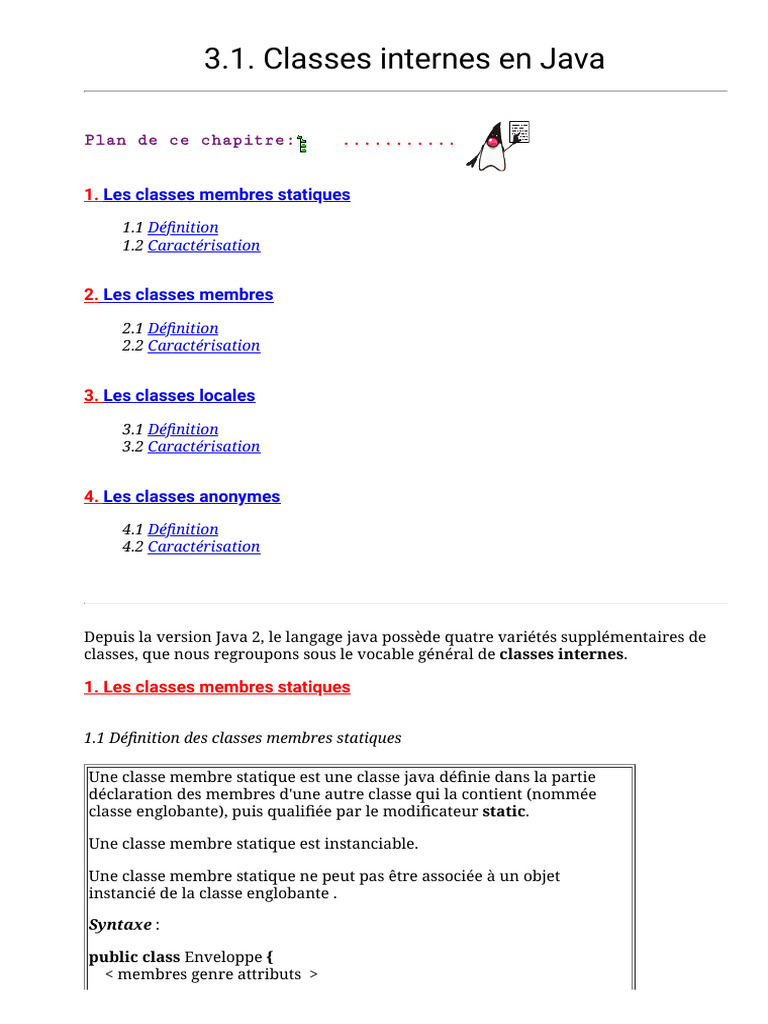 Chap3.1 - Java Et Classes Internes | PDF | Java (Langage de ...