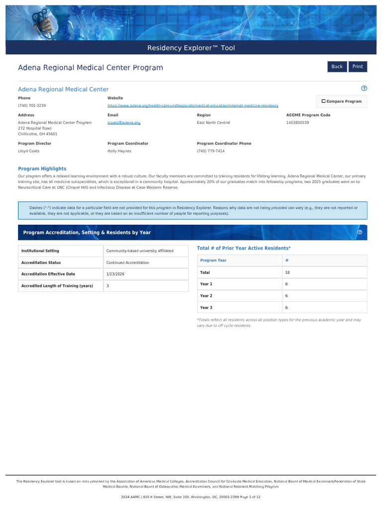ResidencyExplorer.org ProgramDetails Adena Regional Medical Center ...