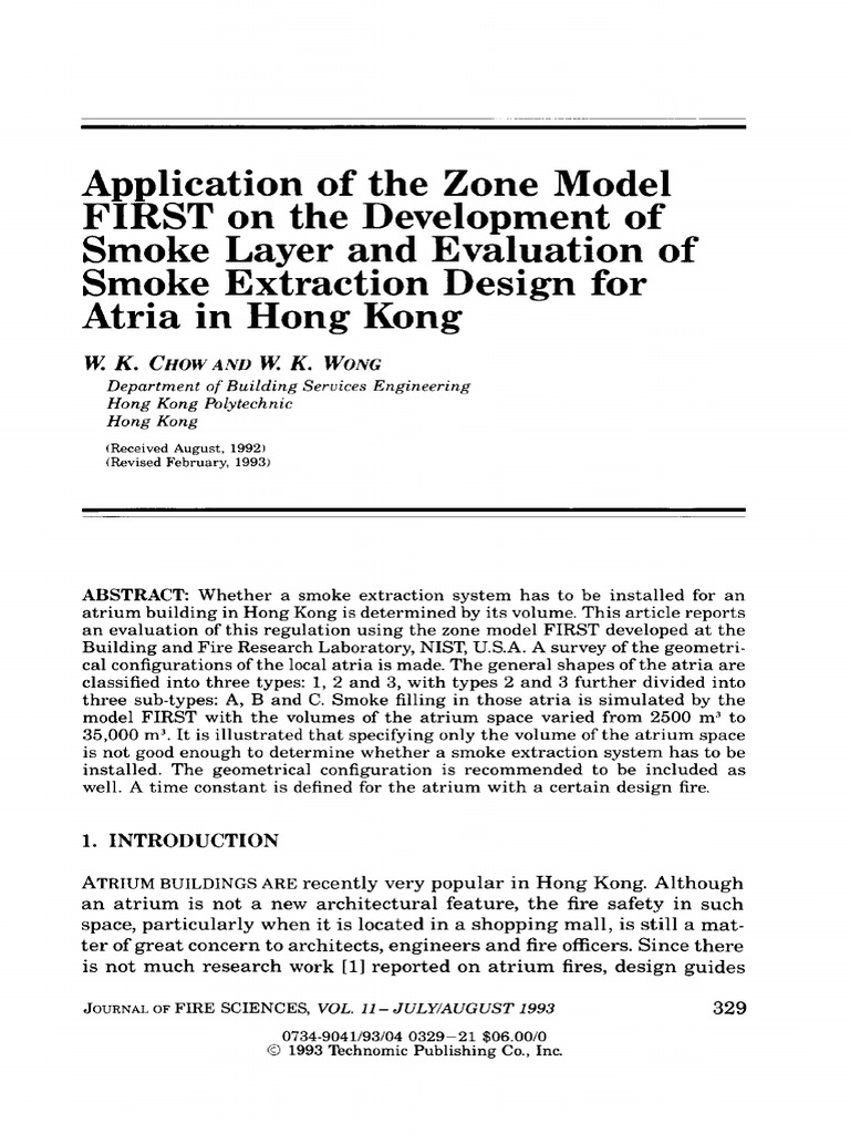 1993-Application of the Zone Model FIRST on the Development of Smoke ...