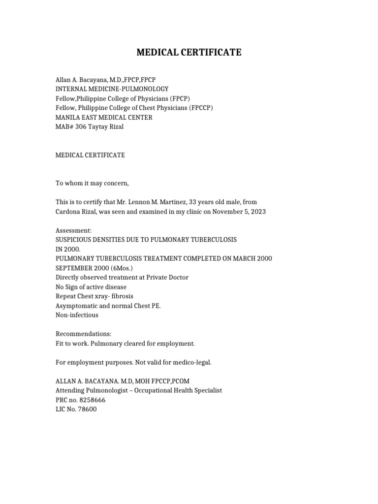 Medical Certificate Transcription | PDF