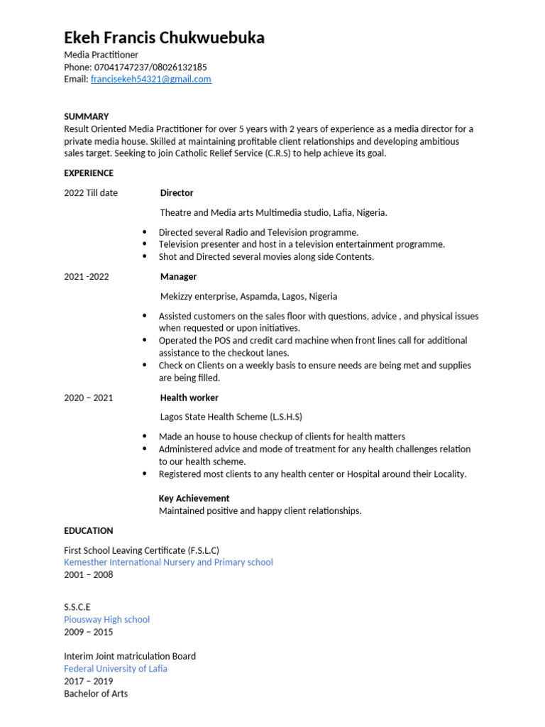 CV | PDF | Point Of Sale