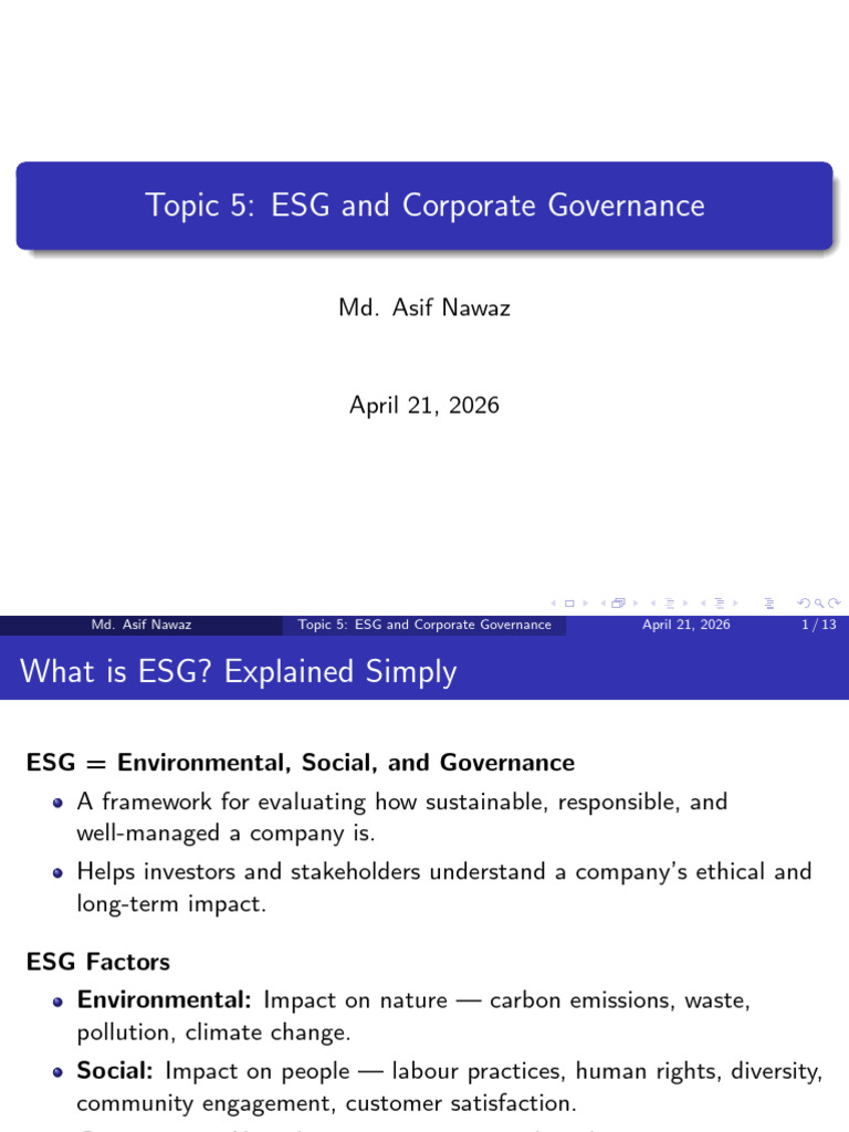 ESG and Corp Gov | PDF | Corporate Governance | Governance
