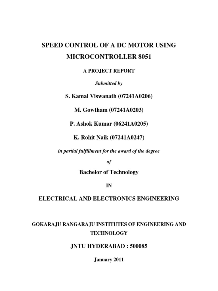 Speed Control of a DC Motor Using Pulse Width Modulation with a Microcontroller 8051 PDF