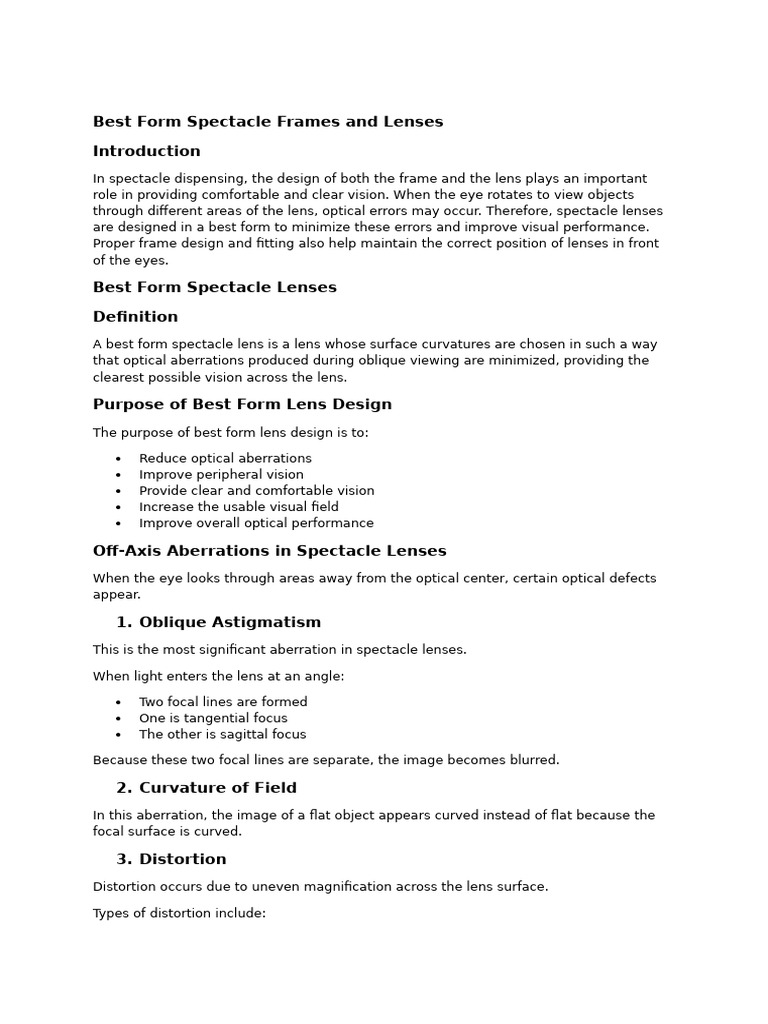 Best Form Frames and Lenses | PDF | Optics | Light