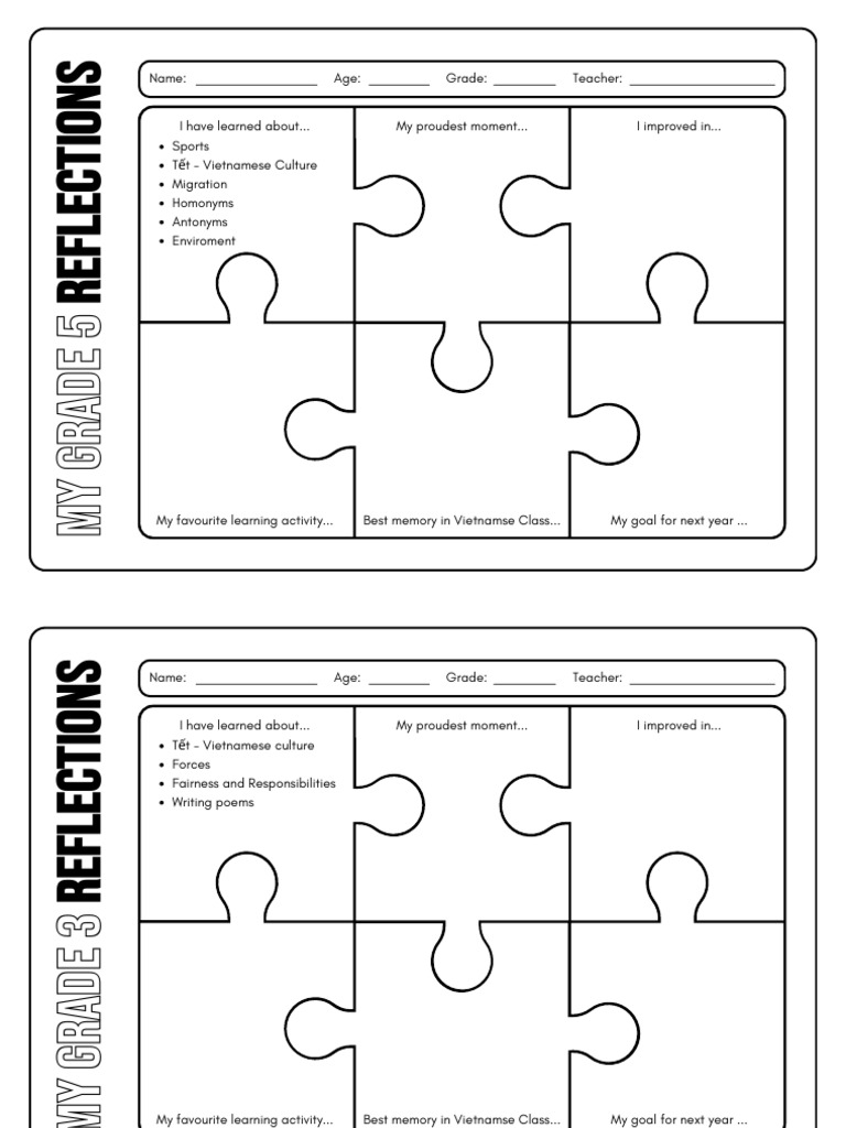 End of Year Reflection Worksheet | PDF
