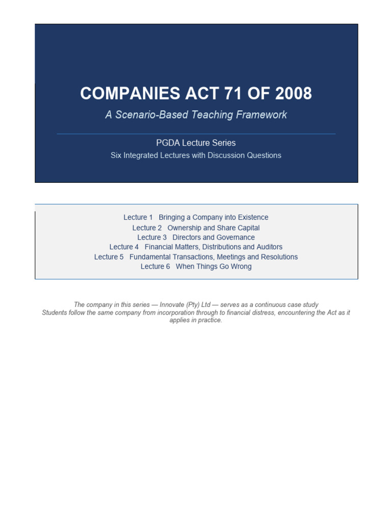 Companies Act 71 Scenario Lecture Series FINAL | PDF