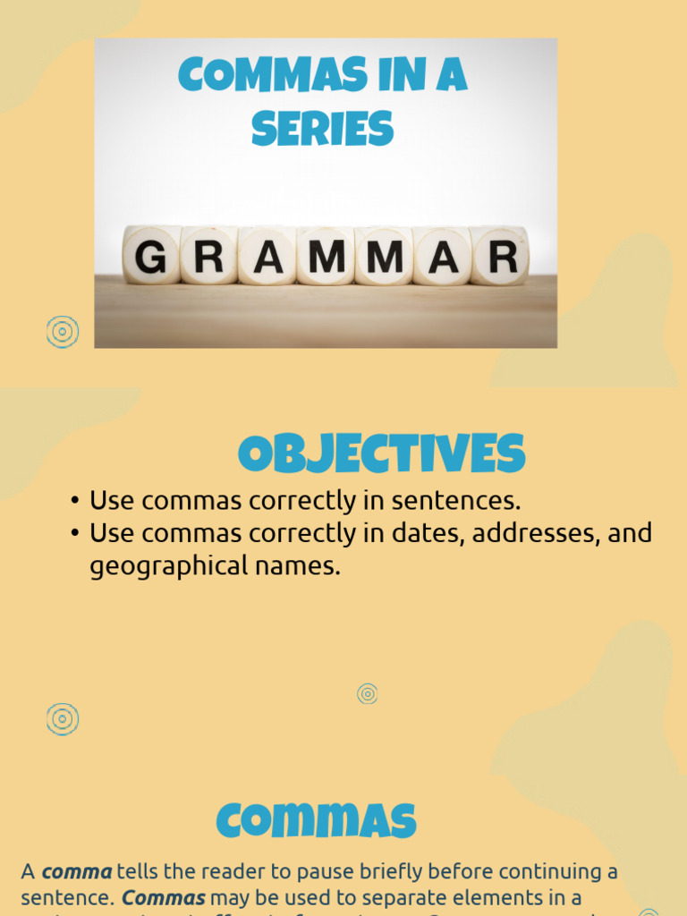 Commas in a Series.pptx | PDF | Comma | Linguistic Morphology